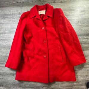 Pendleton Wool Coat Womens L Red Virgin Wool Button Front Vintage Made in USA